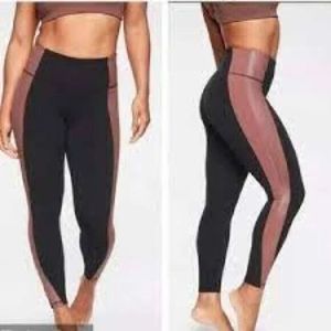 Athleta Salutation Colorblock Tight Yoga Pants Size Small Black & Salmon